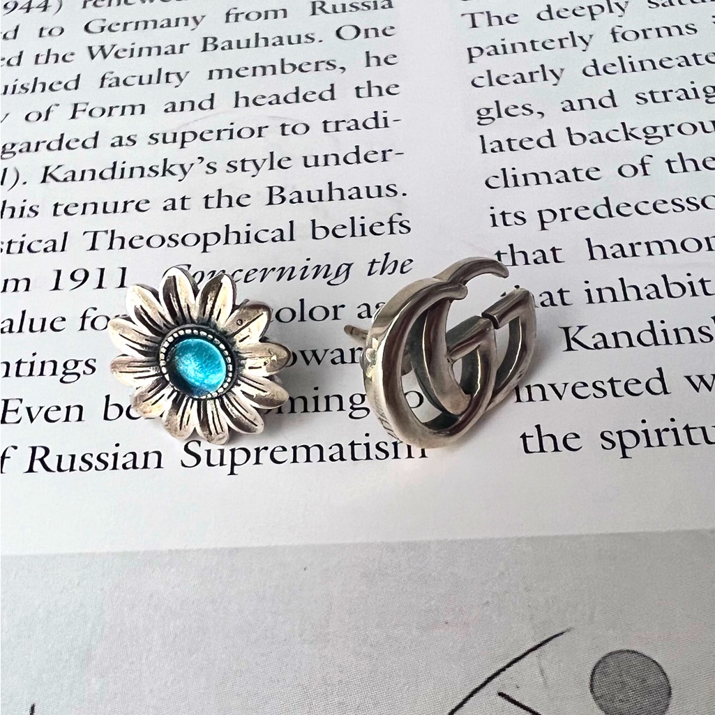 Sterling Silver Stud Earrings Double G